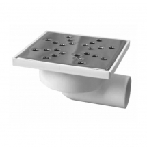 Sifoane - MINISIFON PARDOSEALA PP 1OUT D. 50 ORIZONTAL RAMA 145 x 145 H=84 GRATAR INOX - VALROM GAMA EasyKIT
