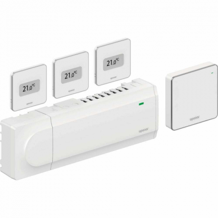 Automatizari si termostate incalzire in pardoseala - Starter set tip S - pachetul include : 3 x termostate Style (T149) + 1 x Unitate de comandă Base (fir) + Modul de acces/comunicare R-208, Uponor Smatrix Base Pulse