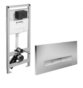 Rezervoare pentru vase tip WC - Modul de montaj cu Bazin WC SCHELL Montus C 120 cu clapetă de acţionare Konkav alba