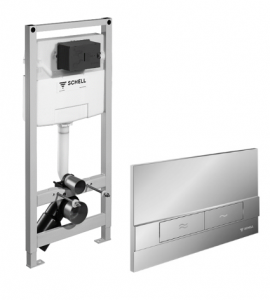 Obiecte sanitare - Modul de montaj cu Bazin WC SCHELL Montus C 120 cu clapetă de acţionare Board cromat lucios