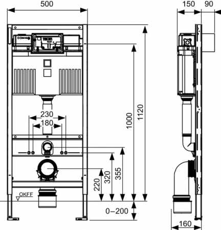 Modul WC TECEprofil cu rezervor Uni, H 1120 mm [1]
