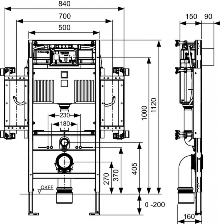 Modul WC Geronto TECEprofil, cu rezervor Uni, H 1120 mm [1]