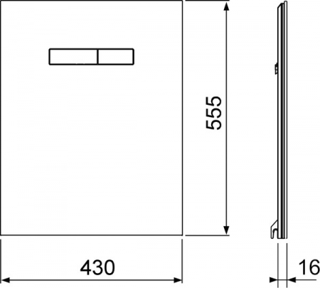 Placa frontala superioara TECElux alba cu butoane albe, actionare mecanica, 430x555x16 mm [1]
