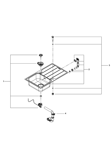 Pachet chiuveta de bucatarie Grohe Minta, 860 x 500 mm, montare pe blat, reversibila, baterie inalta, 3/8'', tip L, dus extractabil, crom [2]
