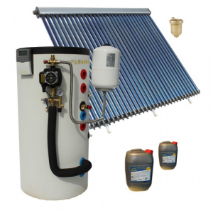 Pachete panouri solare cu tuburi vidate - Pachet solar, 30 tuburi vidate, boiler bivalent de 300 litri, Heat Pipe Panosol C202