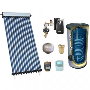 Pachete panouri solare cu tuburi vidate - Pachet solar, 90 tuburi vidate, boiler bivalent de 750 litri, Heat Pipe Panosol C423