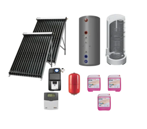 Panouri solare si fotovoltaice - Pachet solar Ferroli Ecotube New CONFORT 2 panouri x 25 tuburi, boiler Ecounit 500 litri cu 2 serpentine, grup circulatie, controler WiFi, antigel solar, vas expansiune 50 litri