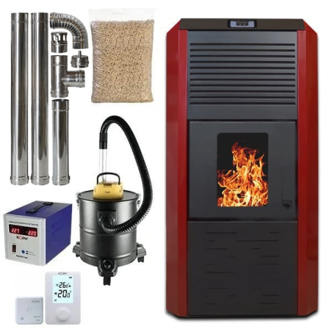 Termoseminee si sobe pe peleti - Pachet termosemineu cu peleti Termax Kamin ECO 30 kW bordo pentru 220 mp