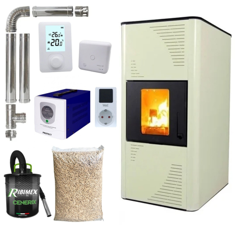 Incalzire - Pachet termosemineu peleti Termax Kamin PM 15 kW cu UPS KOPH Protect 700 W