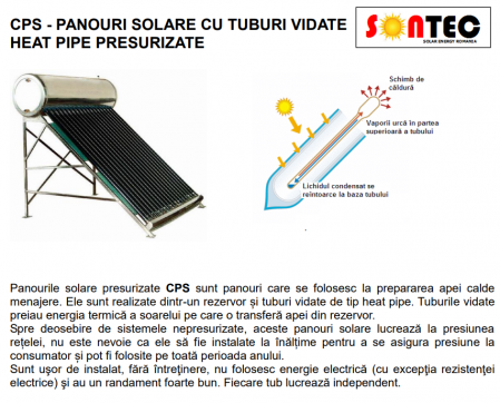 Panou solar presurizat 12 tuburi vidate, boiler inox 120 litri, Sontec  CPS-H58/1800 - 120/12 [1]