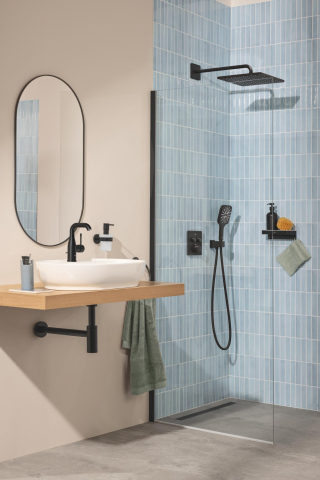 Para de dus Grohe SmartActive 130 II, patrata, 3 jeturi, sistem anti-calcar, negru mat [7]