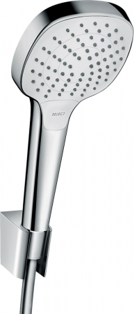 Baterii monocomanda - Set dus Hansgrohe Croma Select E Vario Porter cu para 110mm agatatoare si furtun 16m alb/crom