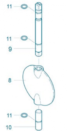 Robineti motorizabili - Piesa de schimb pentru Z011A-50...65: ax superior din inox 1.4104 cu O-ringurile aferente, diametru ax 11mm