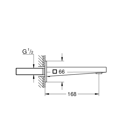 Pipa baterie cada Grohe Plus, sanitara, montaj pe perete, necesita corp instalare, lungime 168 mm, crom [2]