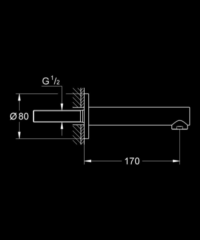 Pipa cada Grohe Concetto montare pe perete, proiectie 170 mm, filet mama 1/2", crom [2]