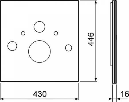 Placa frontala inferioara TECElux neagra pentru vas Wc cu functie bideu, 430x446x16mm [1]