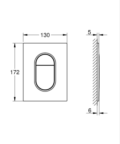 Placa de actionare Grohe Arena Cosmopolitan, marimea S, 130x172mm, dubla actionare, instalare verticala, compatibil cu slx, negru [4]