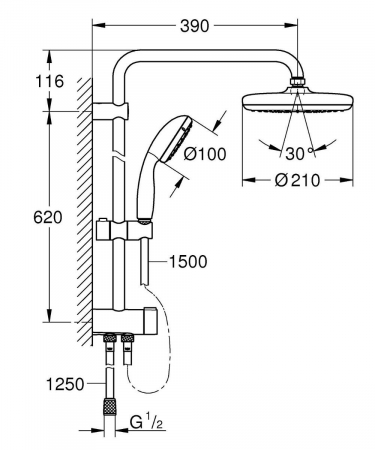 Sistem dus Grohe New Tempesta 210 [1]