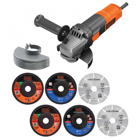 Polizoare - Polizor Unghiular Black+Decker BEG220A6, 900 W, + 6 discuri