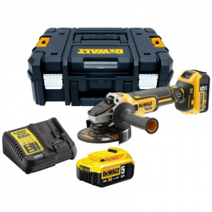Polizoare - Polizor unghiular profesional cu motor fara perii DeWalt 18V, 125mm + Valiza, Acumulatori, Incarcator - DCG405P2