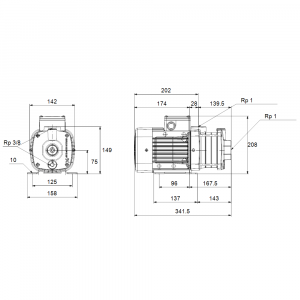 Pompa centrifuga multietajata, 0.5 Kw, 3.1 m³/h, 230V, inaltime de pompare 34.7 m, Grundfos CM 3-5 [1]