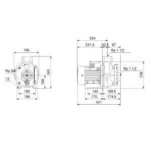 Pompa centrifuga multietajata, 1.3 Kw, 10 m³/h, 380V, inaltime de pompare 27.1 m, Grundfos CM 10-2 [1]