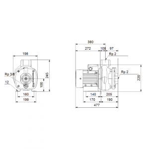 Pompa centrifuga multietajata, 4 Kw, 22 m³/h, 380V, inaltime de pompare 32.6 m, Grundfos CM 25-2 [1]