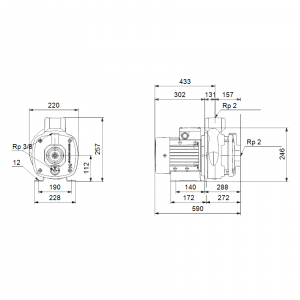 Pompa centrifuga multietajata, 7.4 Kw, 22 m³/h, 380V, inaltime de pompare 65.5 m, Grundfos CM 25-4 [1]