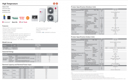 Pompa de caldura aer-apa split, 16 kw, monofazat, cu Unitate interioara HN1610H.NK3, LG Therma V R410A/R134a HIGH Temperature [2]