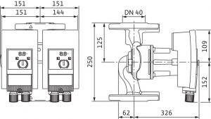 Pompa dubla de circulatie, 550 W, Yonos MAXO-D 40/0,5-12, Wilo [1]