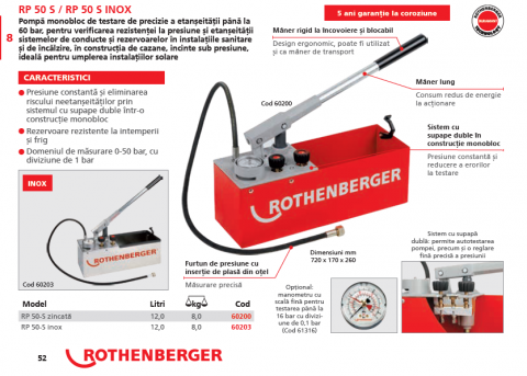 Pompa pentru testare etanseitate si presiune tevi Rothenberger RP 50-S [1]