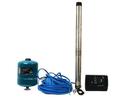 Echipamente pentru tratarea si pomparea apei - Pompa submersibila multietajata, 1.15 kW, 3 m³/h, inaltime de pompare 70 m, pachet complet, Grundfos SQE 3-65