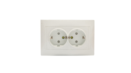 Aparataje - Priza dubla cu impamantare, protectie copii, contact mecanic cu arc, pentru uz interior, Schelden