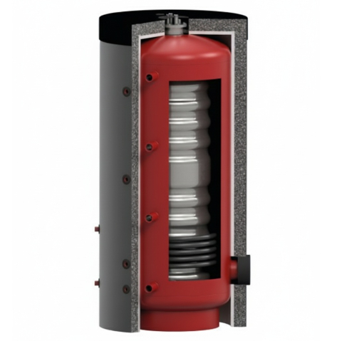 Producere apa calda menajera - Puffer/Rezervor acumulare "tank-in-tank" KOPH VTA1 SOLAR PLUS cu o serpentina, 1000 litri / 200 litri, INOX, grosime tabla 3 mm, clasa energetica C