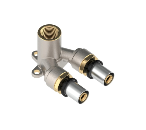 Incalzire in pardoseala - Cot dublu cu fixare pe perete, FI (GW), 52 mm, CLEVERFIT radial Purmo 20x½"