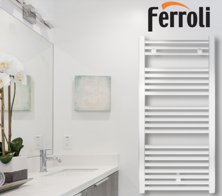 Radiatoare din otel pentru baie - Radiator baie portprosop drept, Ferroli Atena 500/800 Alb