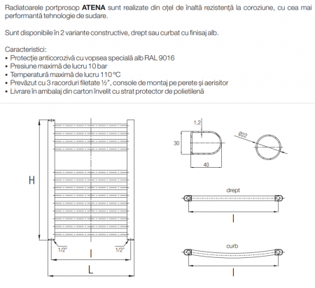 Radiator baie portprosop drept, Ferroli Atena 400/800 Alb [2]