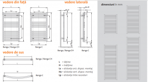Radiator de baie drept, alb, L=600 x H=1807, Purmo Banga [3]