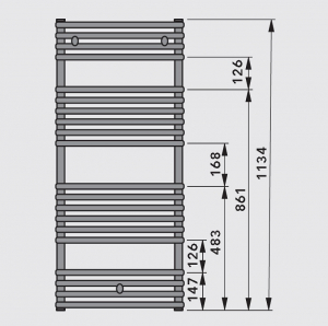 Radiator de baie drept, H=1134 x L=500, alb, Vogel&Noot Della [3]
