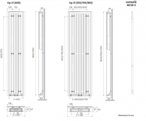 Radiator decorativ vertical, alb, tip 11, L=380 x H=1800, Purmo Paros V [6]