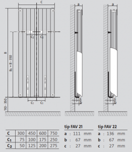 Radiator decorativ vertical, alb, tip 22, L=300 x H=1950, Purmo Faro V [4]