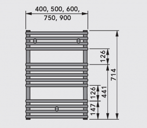 Radiator de baie drept, H=714 x L=900, alb, Vogel&Noot Della [3]