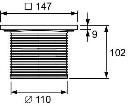 Rama inaltator din plastic TECEdrainpoint S cu grila inox 150 mm, cu membrana de etansare Seal System montata din fabrica [1]