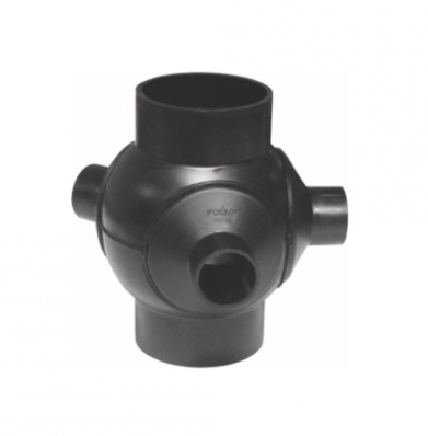 Tevi si fitinguri pentru canalizare interioara Valrom - RAMIFICATIE SFERA PEHD 135° D.110 CU 3 DERIVATII D1. 90 - VALROM GAMA SafeKIT