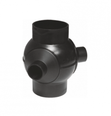 Tevi si fitinguri pentru canalizare interioara Valrom - RAMIFICATIE SFERA PEHD 135° D.125 CU 2 DERIVATII D1. 75 - VALROM GAMA SafeKIT