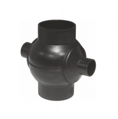 Tevi si fitinguri pentru canalizare interioara Valrom - RAMIFICATIE SFERA PEHD 180° D.125 CU 2 DERIVATII D1. 75 - VALROM GAMA SafeKIT
