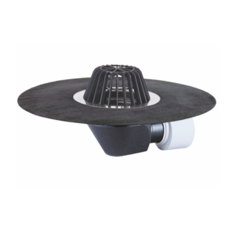 Instalatii de apa si canalizare - Receptor acoperis Valrom VALRain plat iesire laterala D75/110 guler bitum si parafrunzar cu degivrare