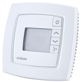 Echipamente de ventilatie si climatizare - Regulator de camera Regio Regin, 3 ieşiri 0-10V 24V comunicaţie ExoLine/Modbus/Bacnet display buton ocupare Traductor de CO2 incorporat buton control Ventilator culoare carcasa neagra