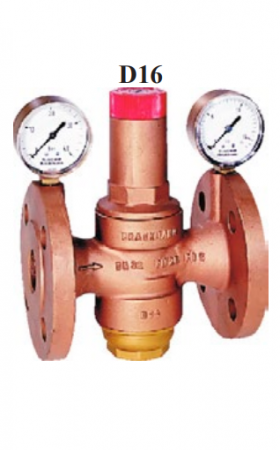 Regulatoare - Regulator de presiune cu sita filtranta incorporata Resideo - Braukmann (ex Honeywell), cu inchidere la debit zero din bronz rosu PN25 gama de reglare 1.5-12bar PN25 bar racorduri cu flanse DN20