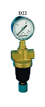 Regulatoare - Regulator de presiune pentru aer comprimat Resideo - Braukmann (ex Honeywell), corp din alama filetat interior 1/4” gama de reglare 1-10bar PN40 bar max 70grdC